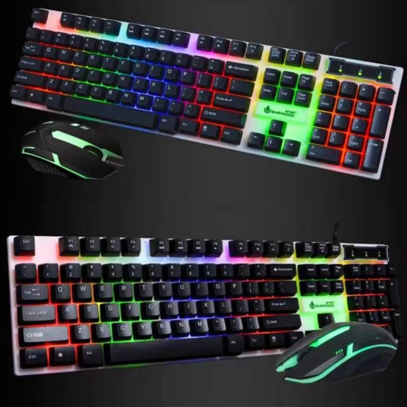 Kit Gamer Teclado Semi Mecânico + Mouse 1200dpi Usb Rgb Iluminado Jogos Pc