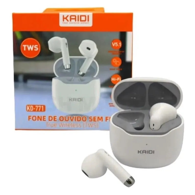 Fone De Ouvido Kd-771 Kaidi Sem Fio Bluetooth Tws Smart Touch V5.1 5hrs de musica