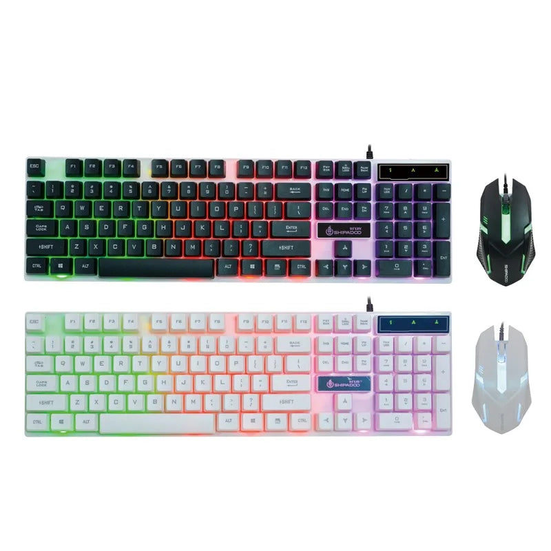 Kit Gamer Teclado Semi Mecânico + Mouse 1200dpi Usb Rgb Iluminado Jogos Pc