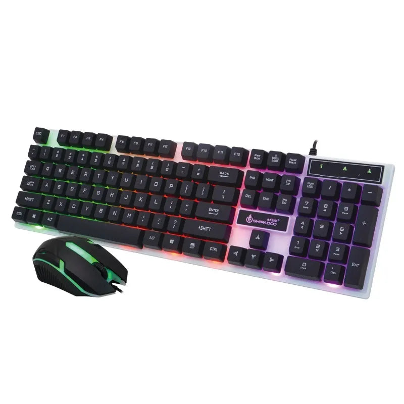 Kit Gamer Teclado Semi Mecânico + Mouse 1200dpi Usb Rgb Iluminado Jogos Pc