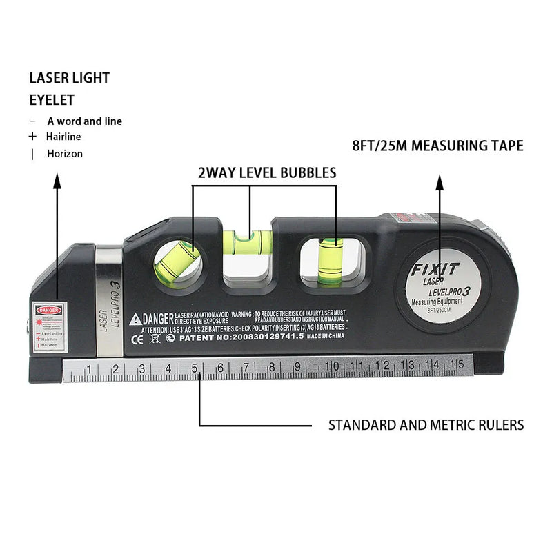 Nível Laser Profissional Trena Level Pro 3 Estágios Nivelador Profissional Ferramentas Construção ENVIO RAPIDO