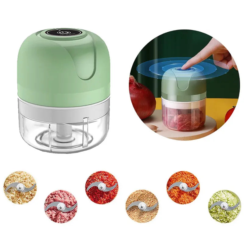 Mini Processador Elétrico de Alimentos Portátil c/ 3 lâminas de Aço Inox USB 250 ml Bivolt-ENVIO IMEDIATO PARA TODO BRASIL