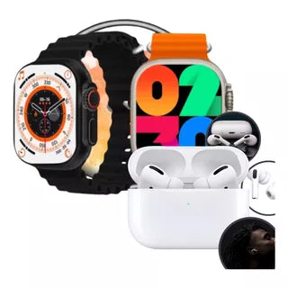 Kit 2 Smartwatch Ultra +7 Pulseiras + Fone bluetooth