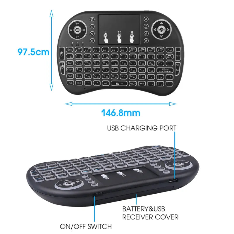 Mini teclado USB com Touchpad, Smart TV Box PC e Ps3